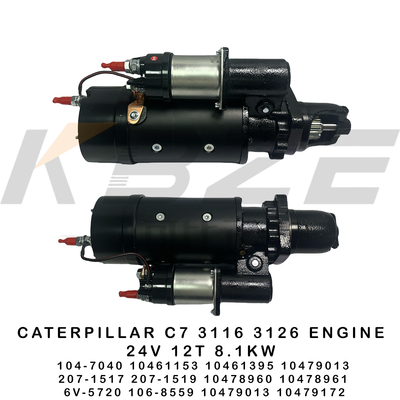 6V-5720 106-8559 CAT C7 3116 3126 エンジン 24V 12T 8.1KW スターターモーター 104-7040 10461153 10461395 207-1517 207-1519 E320 E322 E325 掘削機用